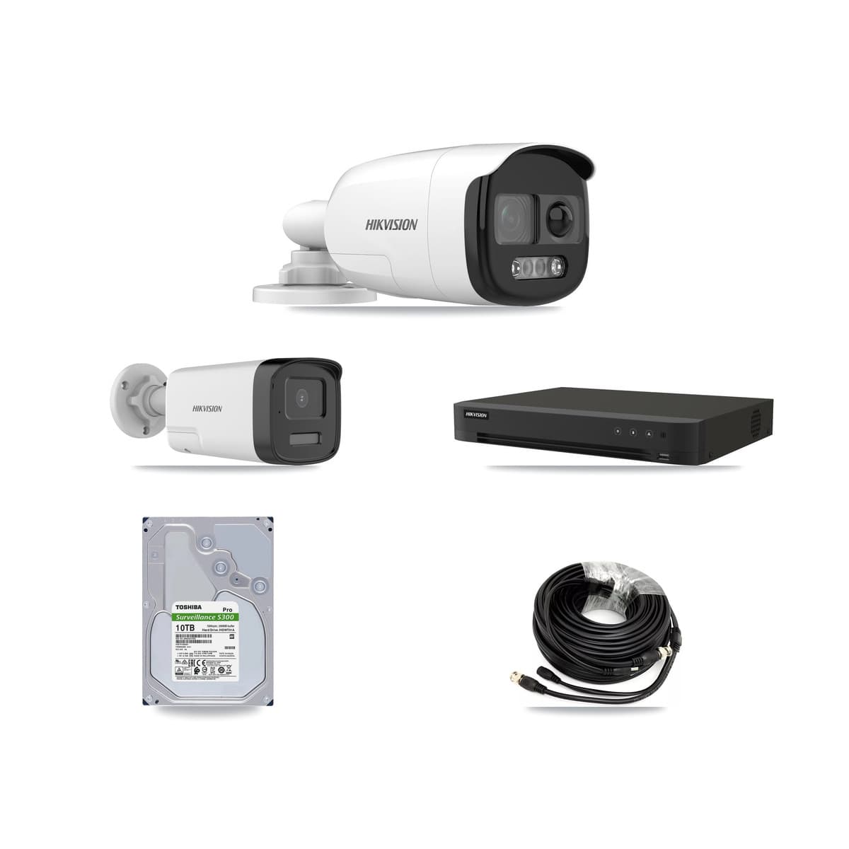 Hikvision 8-Channel 5MP CCTV Kit — 6 DS-2CE12KF3T-PIRXO + 1 DS-2CE17K0T-LXTS Bullet Cameras + 10TB Recording (IDS-7208HUHI-M1/XT Recorder)