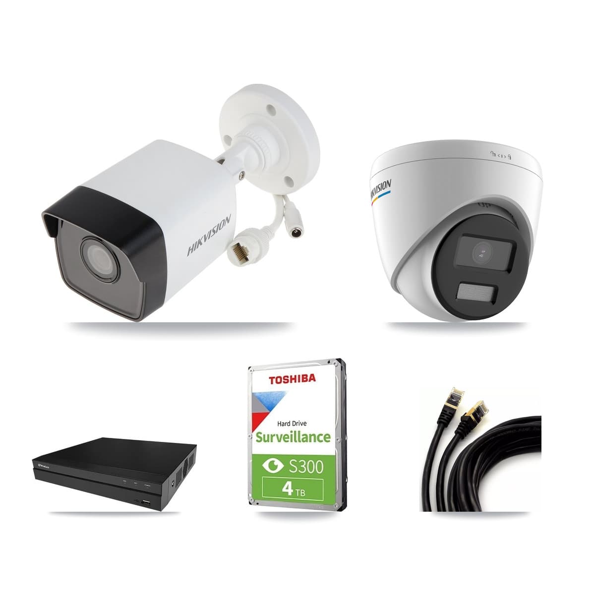 Hikvision & Prolux 8-Channel 2MP – 5MP CCTV Kit — 2 5MP Bullet + 2 2MP Turret Cameras + 4TB Recording
