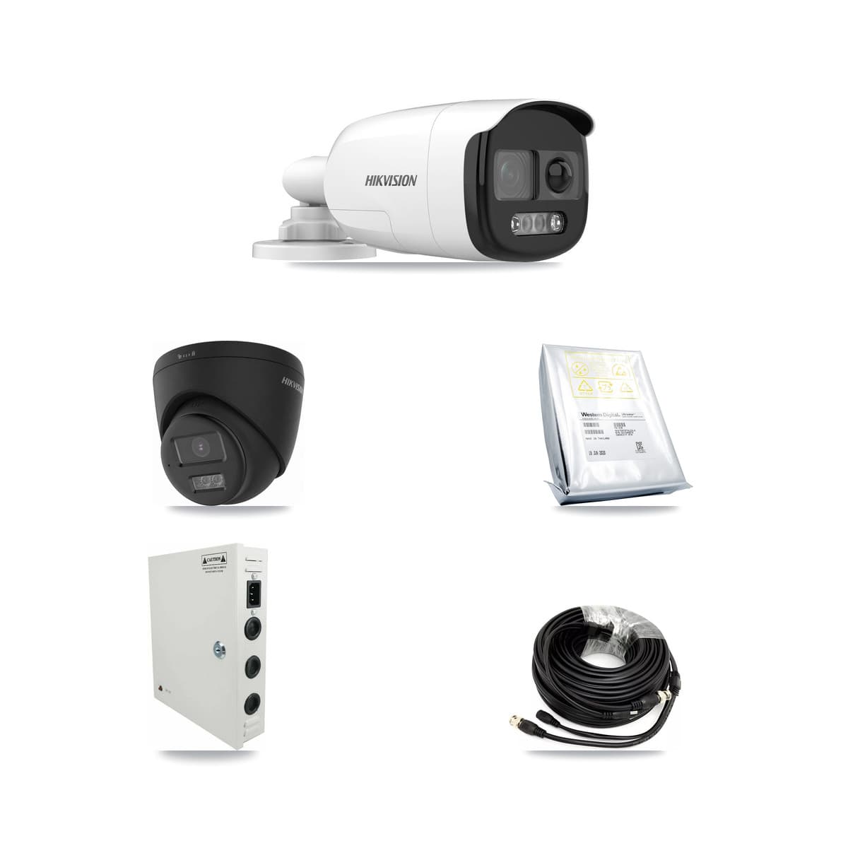 Hikvision 32-Channel 5MP – 4K CCTV Kit — 8 5MP Bullet + 8 Black 4K Turret Cameras + 4× 8TB Recording