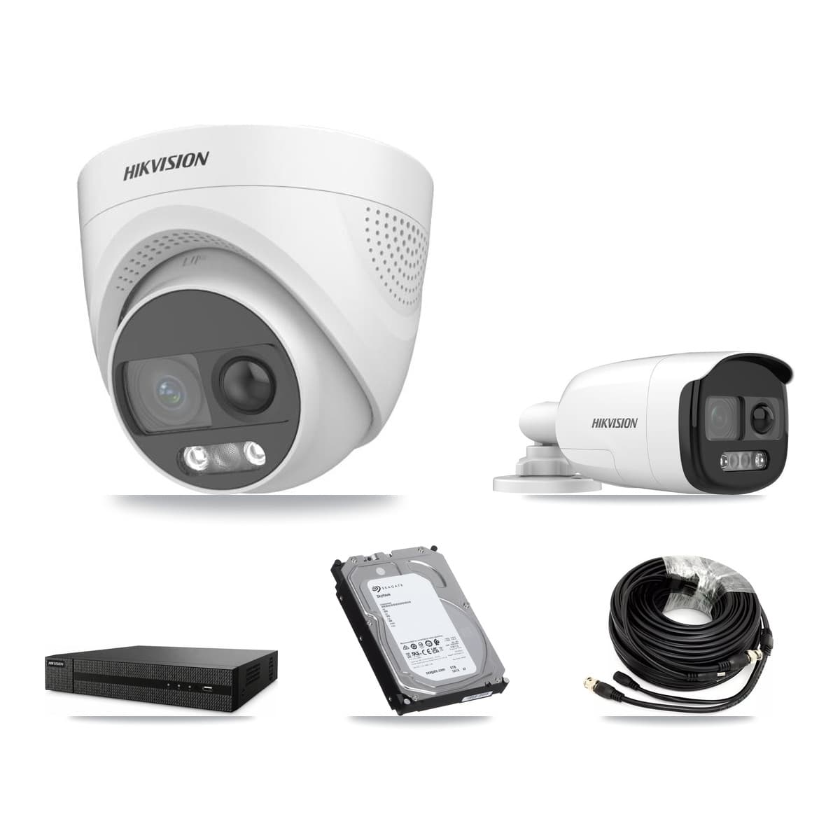 Hikvision 8-Channel 5MP CCTV Kit — 2 DS-2CE12KF3T Bullet + 6 DS-2CE72KF3T Turret Cameras + 6TB Recording (DVR-8CH Recorder)