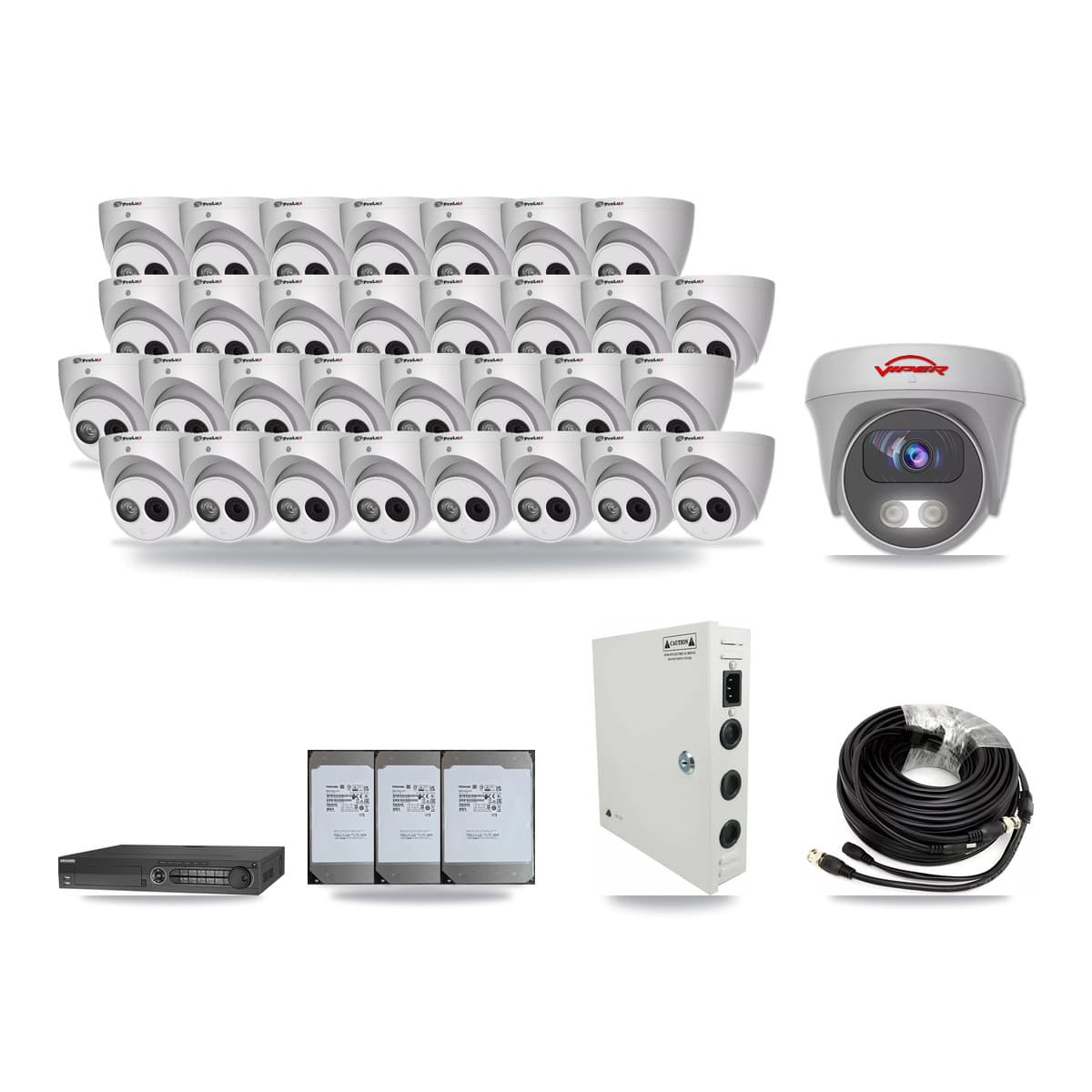 32-Channel 4MP – 5MP CCTV Kit — 31 4MP Turret + 1 5MP Cameras + 3× 14TB Recording - Image 1