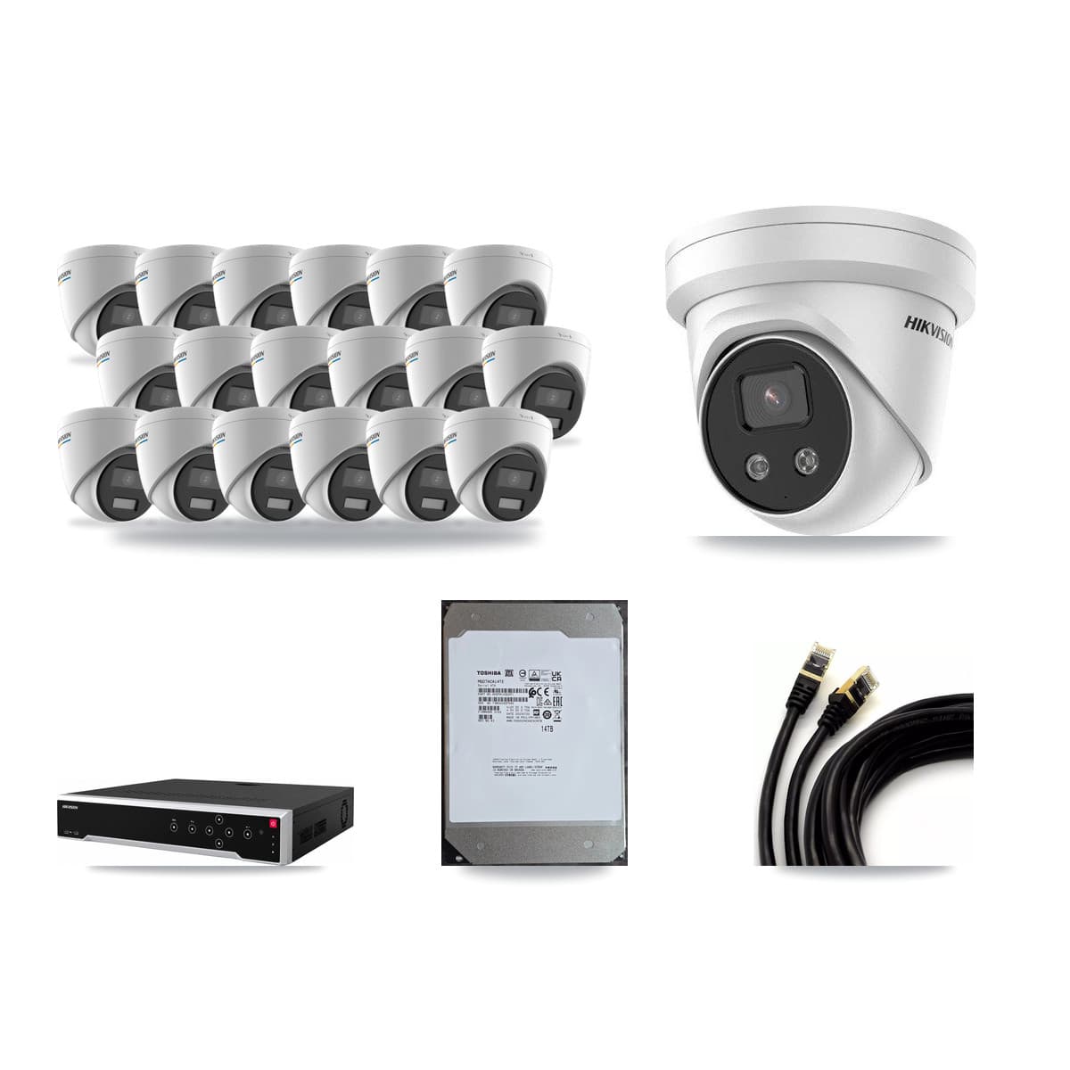 Hikvision 32-Channel 2MP – 5MP CCTV Kit — 18 2MP + 1 5MP Turret Cameras + 14TB Recording - Image 1