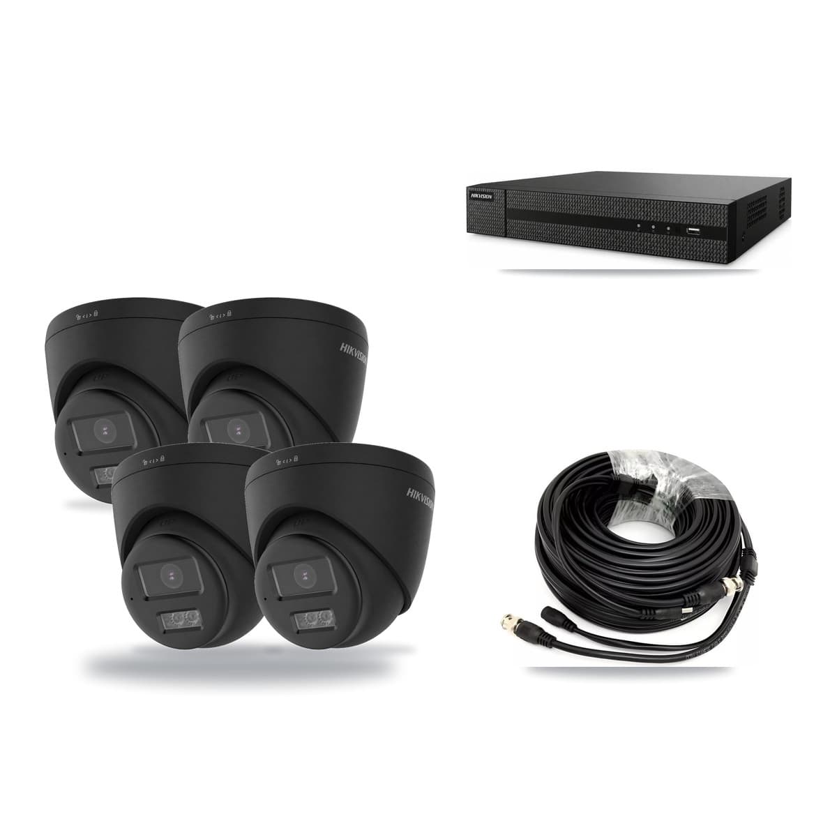 Hikvision 8-Channel 4K CCTV Kit — 4 Black Turret Cameras + 3TB Recording (DVR-8CH Recorder) - Image 1