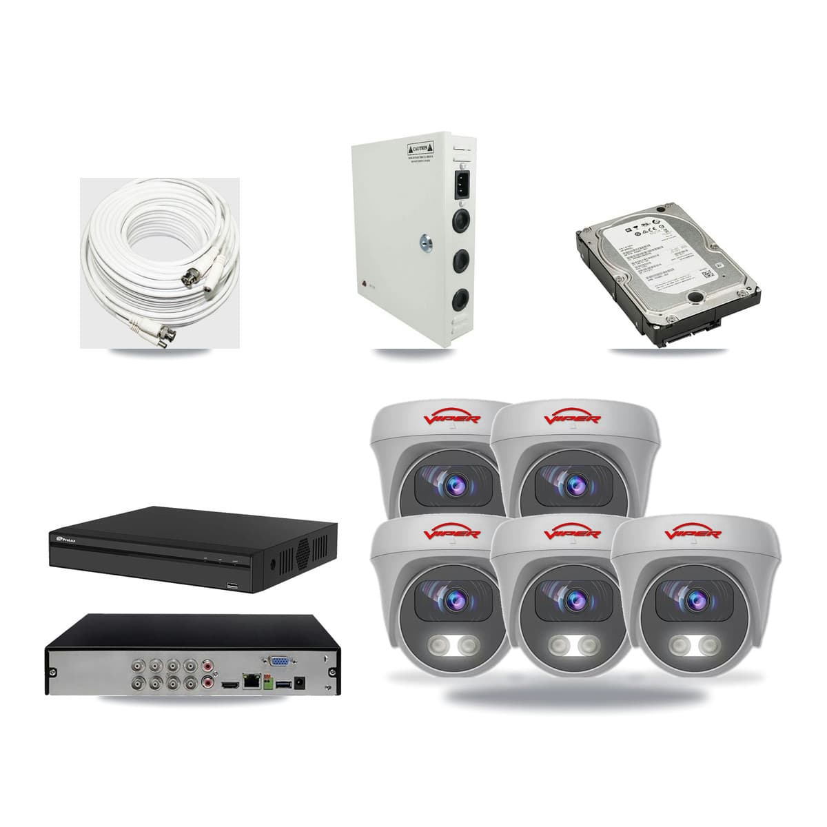 Prolux 8-channel CCTV kit: 5 cameras (5× 5MP Camera), 5TB hard drive