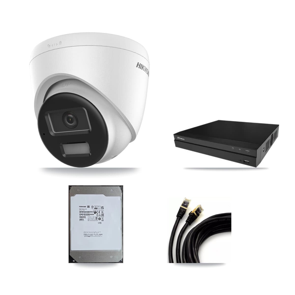 Hikvision & Prolux 16-Channel 4K CCTV Kit — 16 DS-2CD1383G2-LIUF/SL Turret Cameras + 14TB Recording (PXN-5216-16P-4KS2E Recorder)