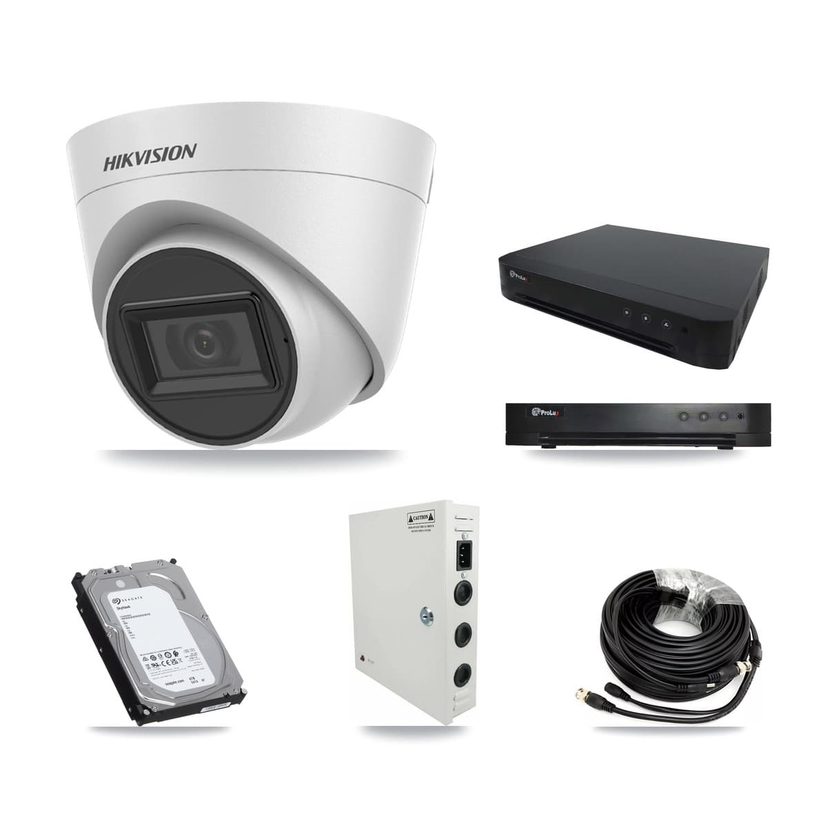 Hikvision & Prolux 16-Channel 5MP CCTV Kit — 16 White Turret Cameras + 6TB Recording