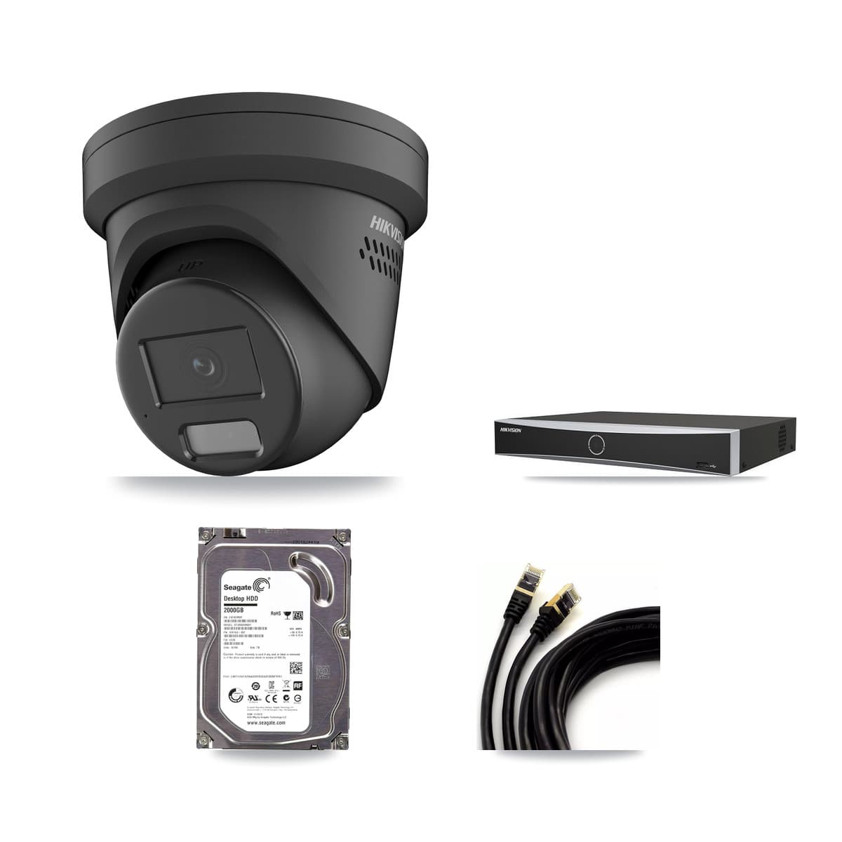 Hikvision 4-Channel 4MP CCTV Kit — 1 Black Turret Camera + 2TB Recording - Image 1