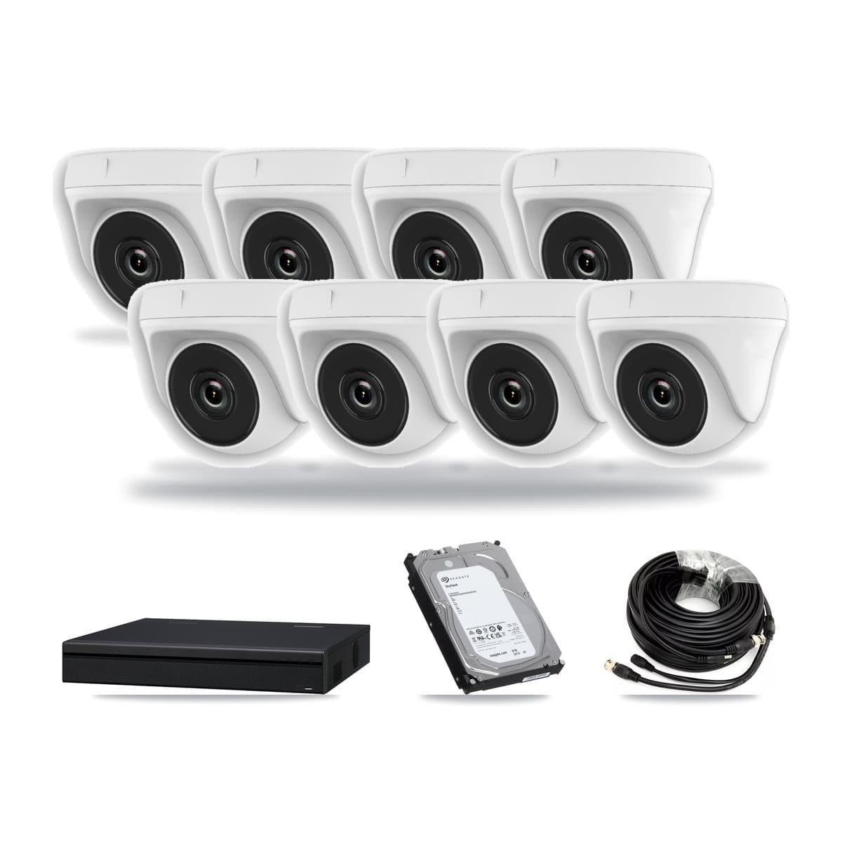 8-Channel 2MP CCTV Kit — 8 White Dome Cameras + 6TB Recording (XVR-3108AD Recorder) - Image 1