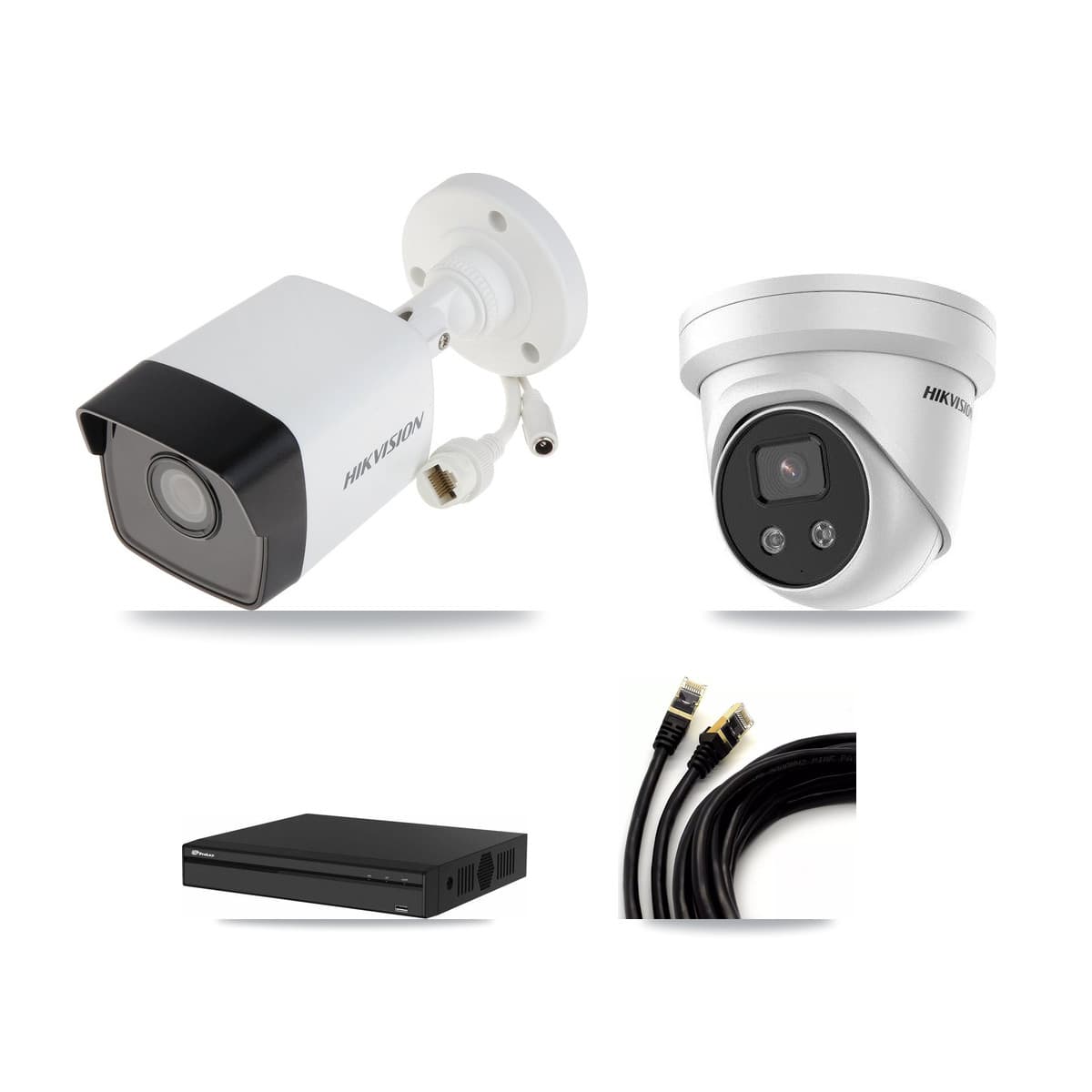 Hikvision & Prolux 4-Channel 5MP CCTV Kit — 1 Bullet + 1 Turret Cameras + 3TB Recording