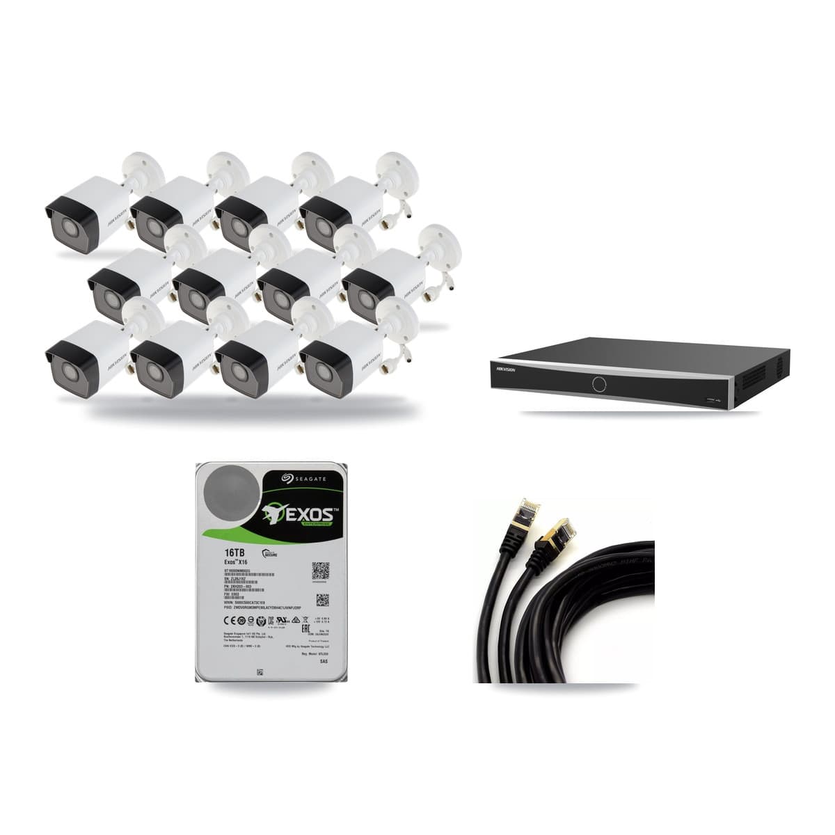 Hikvision 16-Channel 5MP CCTV Kit — 12 Bullet Cameras + 16TB Recording (DS-7616NXI Recorder) - Image 1