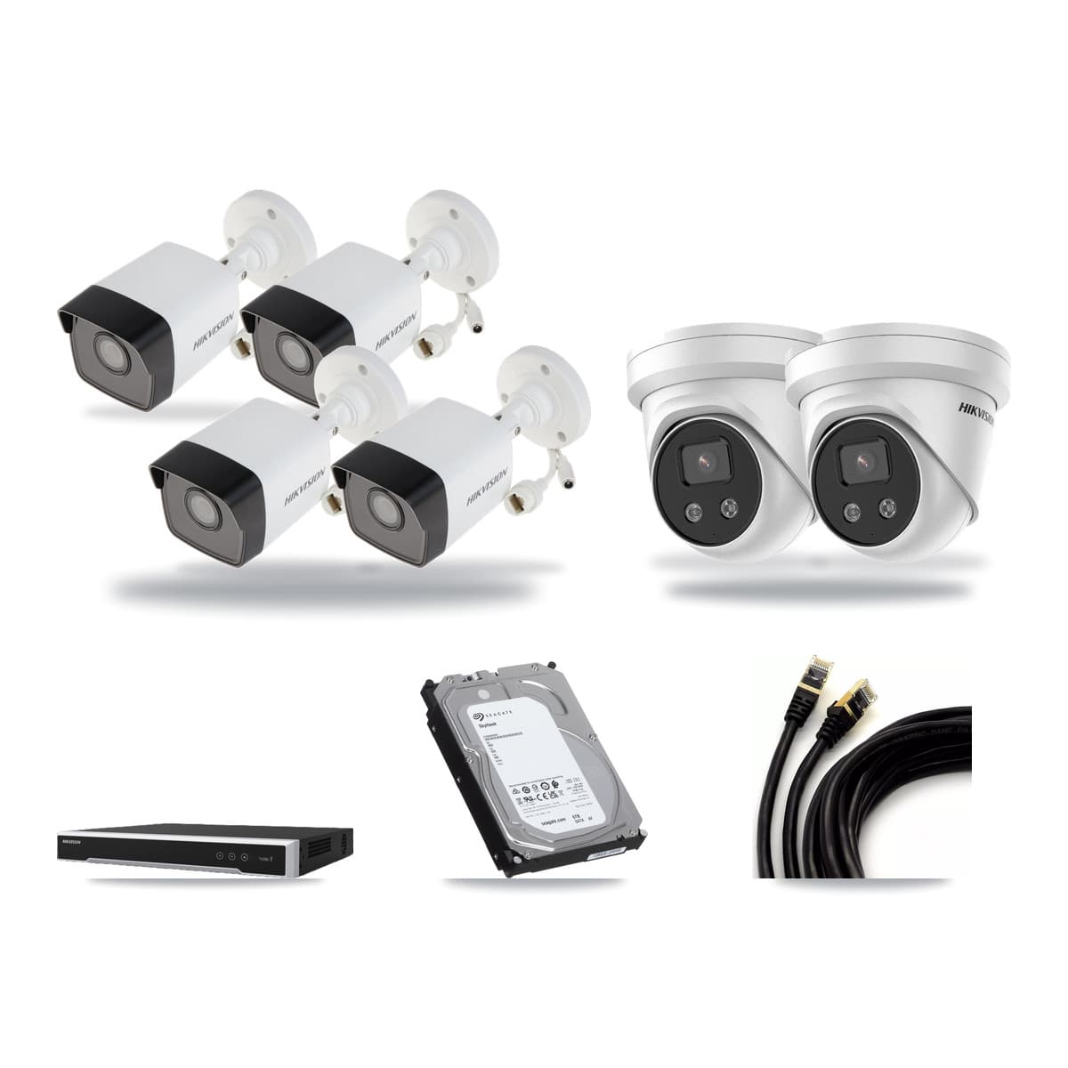 Hikvision 8-Channel 5MP CCTV Kit — 4 Bullet + 2 Turret Cameras + 6TB Recording (DS-7608NI-M2 Recorder) - Image 1