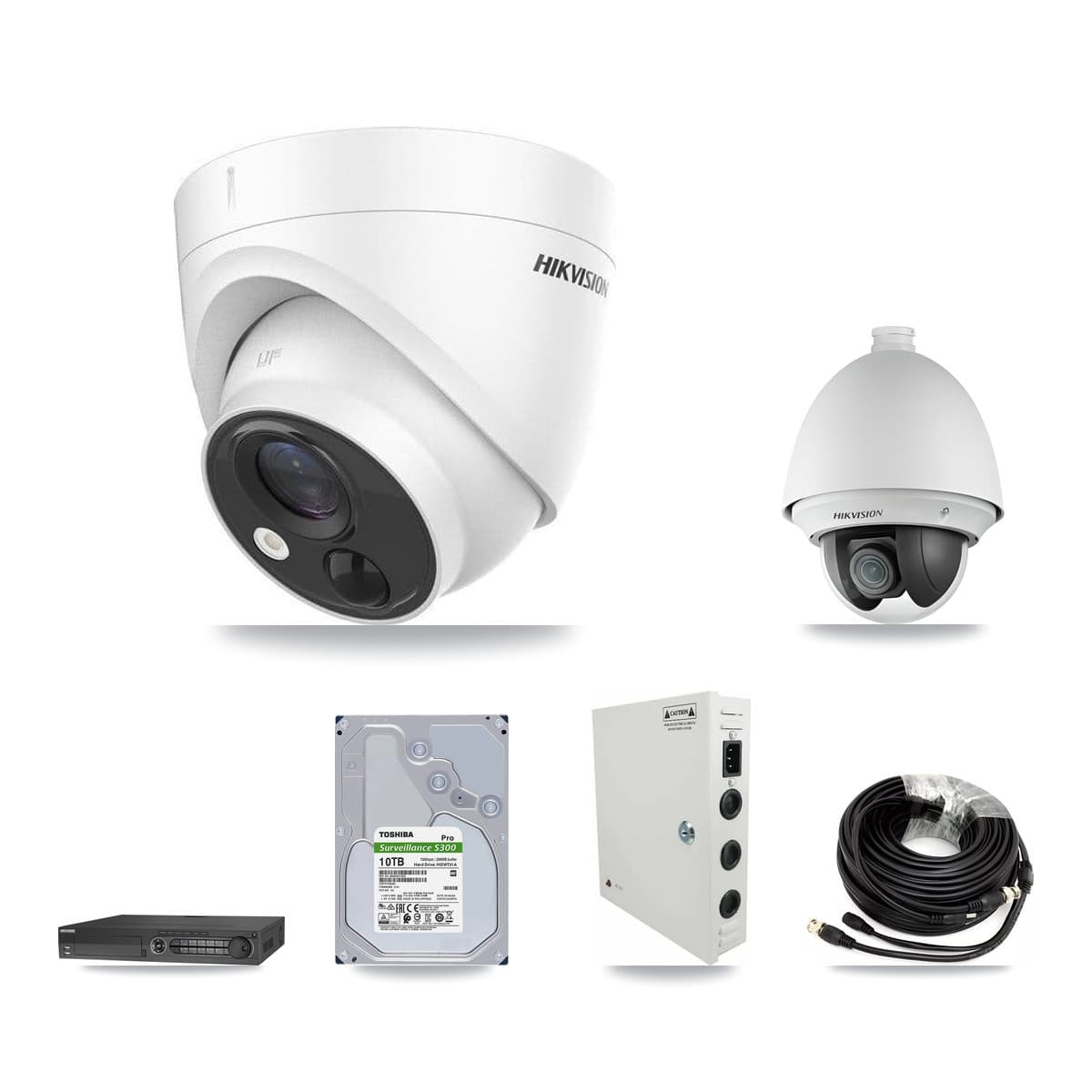 Hikvision 32-Channel 2MP – 5MP CCTV Kit — 1 2MP PTZ + 23 5MP Turret Cameras + 3× 10TB Recording