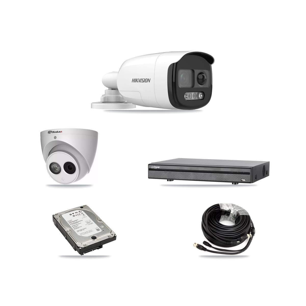8-Channel 4MP – 5MP CCTV Kit — 3 DS-2CE12KF3T 5MP Bullet + 1 PXC-612C4W-A 4MP Turret Cameras + 5TB Recording (DH-XVR5108H Recorder)