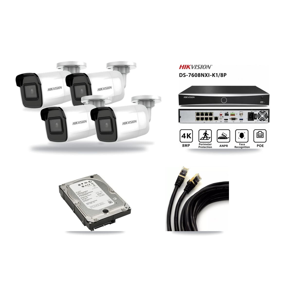 Hikvision 8-Channel 4K CCTV Kit — 4 Bullet Cameras + 5TB Recording - Image 1