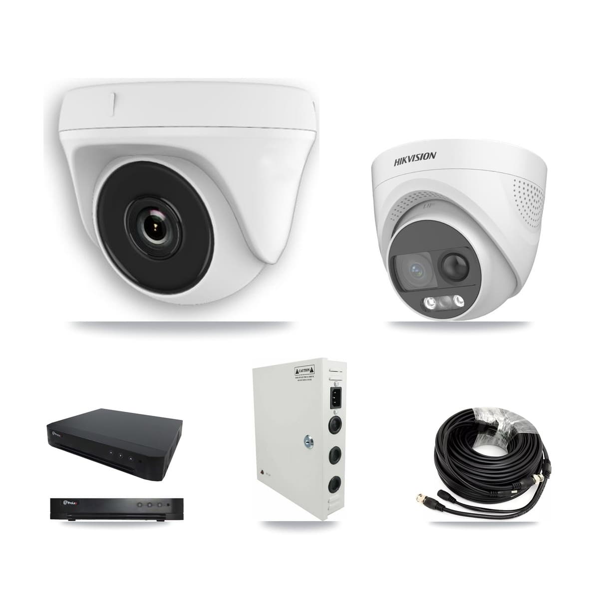 Hikvision & Prolux 16-Channel 2MP – 5MP CCTV Kit — 1 DS-2CE72KF3T 5MP Turret + 10 White HDT-2MP-N20W 2MP Dome Cameras + 8TB Recording