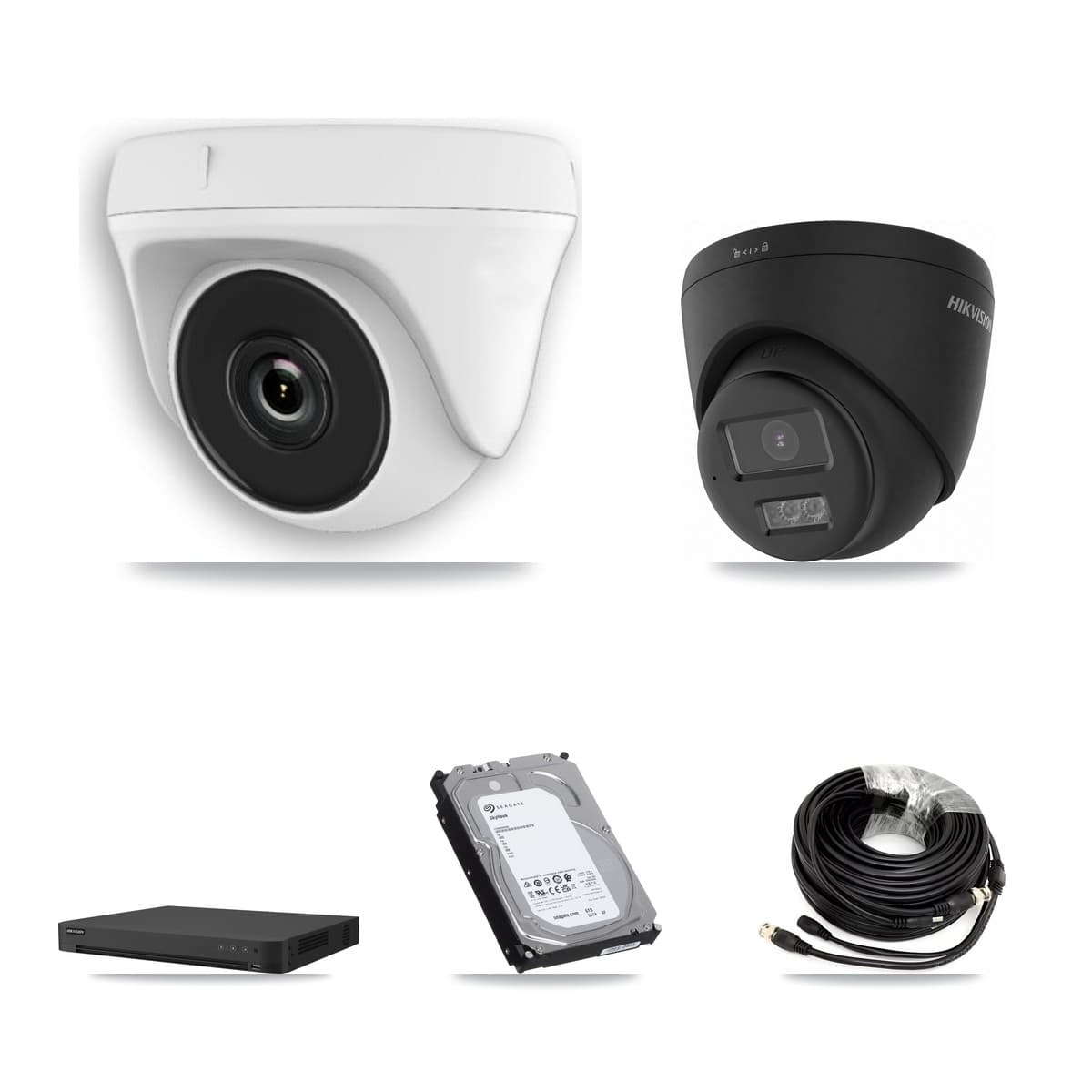 Hikvision 16-Channel 2MP – 4K CCTV Kit — 1 Black 4K Turret + 7 White 2MP Dome Cameras + 6TB Recording