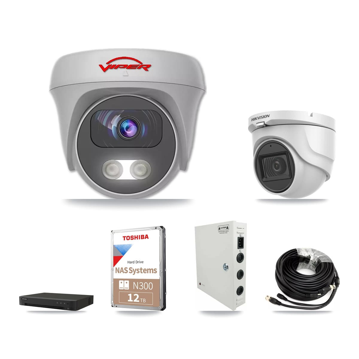 Hikvision & Viper 16-Channel 5MP CCTV Kit — 1 DS-2CE76H0T Turret + 11 VIPER-5MP-3K Cameras + 12TB Recording - Image 1