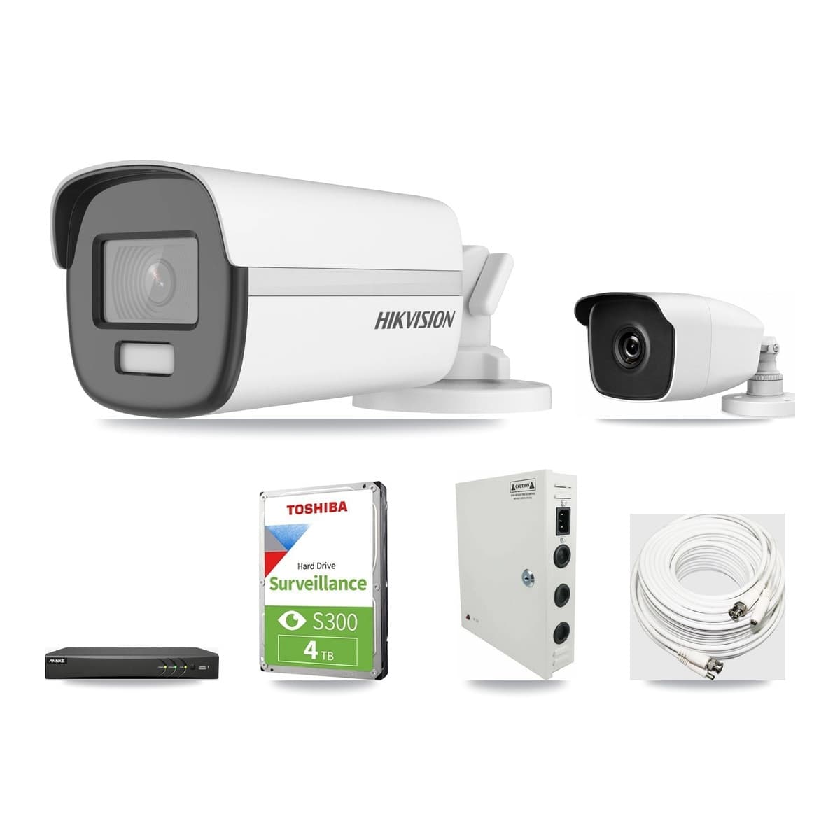 4-Channel 3MP – 4K CCTV Kit — 1 4K + 1 3MP Bullet Cameras + 4TB Recording (AN-DV4-8MP Recorder) - Image 1