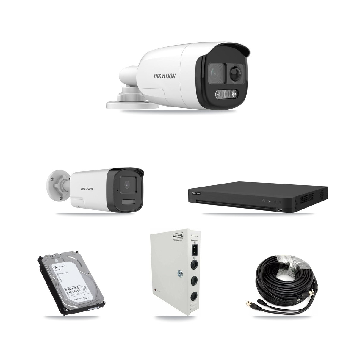Hikvision iDS-7216HUHI-M2/XT 16-Channel DVR CCTV Kit — 11× DS-2CE12KF3T-PIRXO Bullet + 5× DS-2CE17K0T-LXTS Bullet 5MP Cameras + 6TB HDD