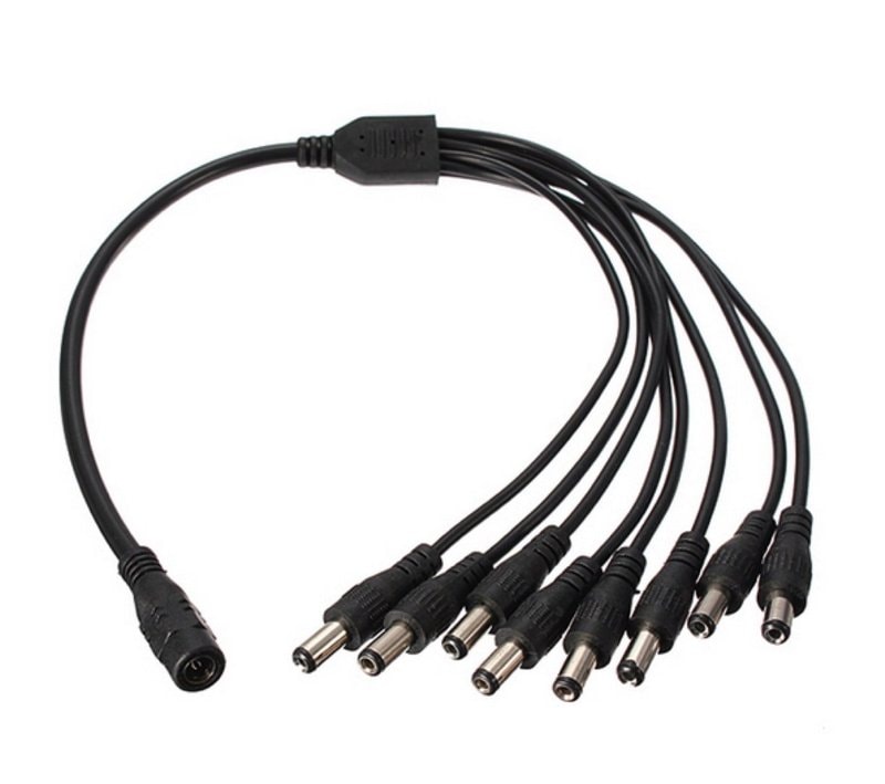 DC Power Splitter Cable 1 to 8 Way, 5.5 x 2.1mm Plug for DVR CCTV Cameras LED Strip Light and More