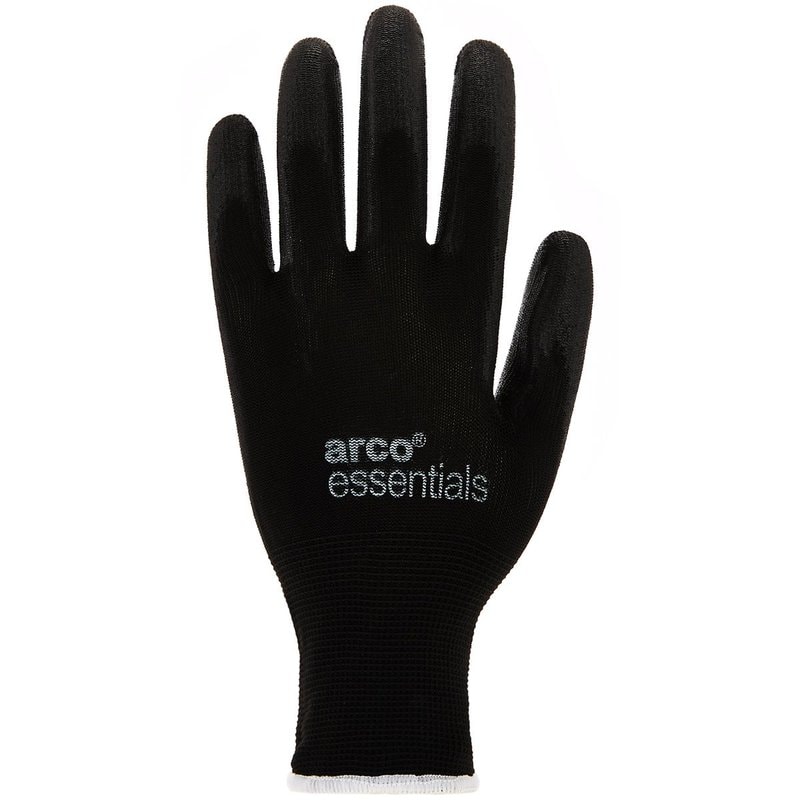 Arco Essentials Black PU-Coated Nylon Work Gloves