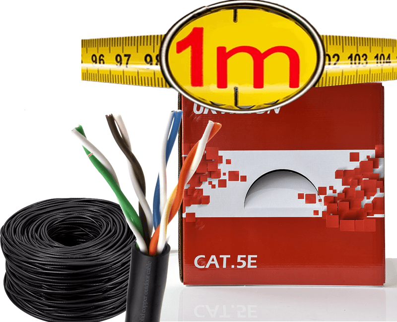 UKVISION Cat6 UTP Outdoor Network Cable 1m CCA PE Black - Image 1