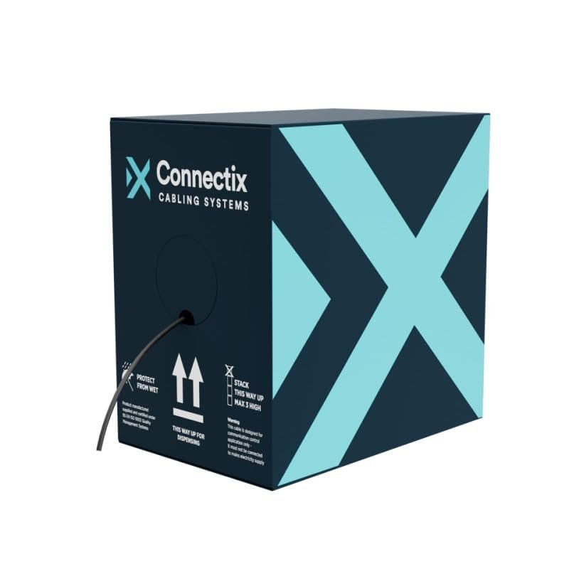 Connectix Cat5e External UTP Solid Core Network Cable Black 305M