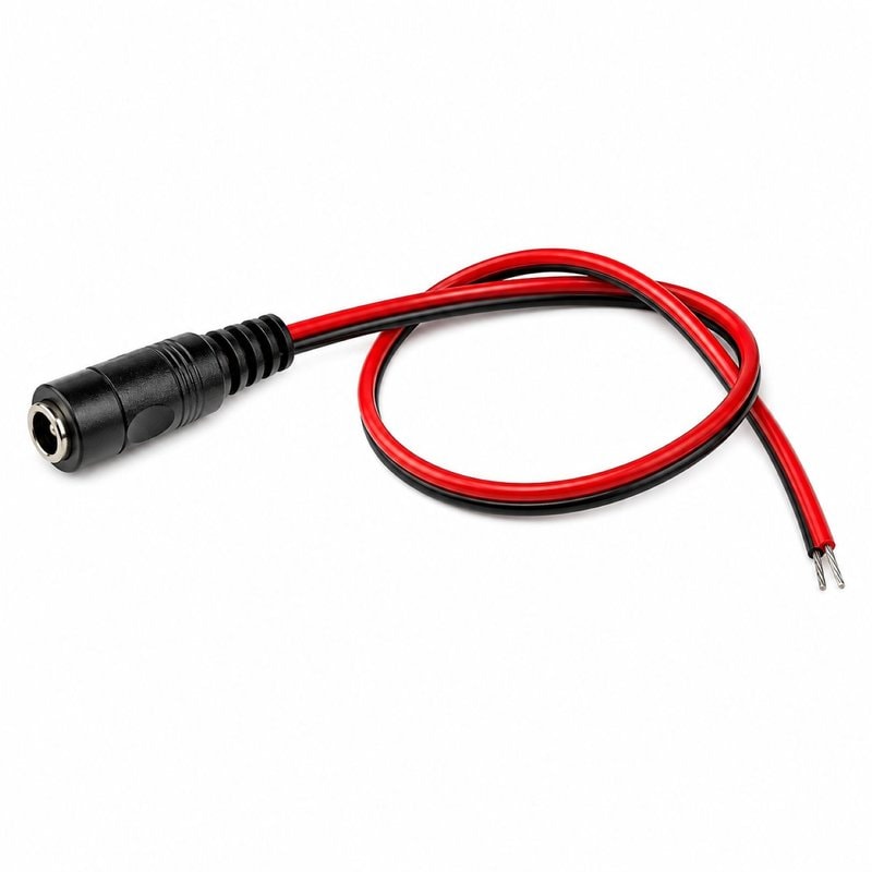 DC Female Red & Black Power Pigtail 50cm 5.5x2.1mm Barrel Connector CCTV