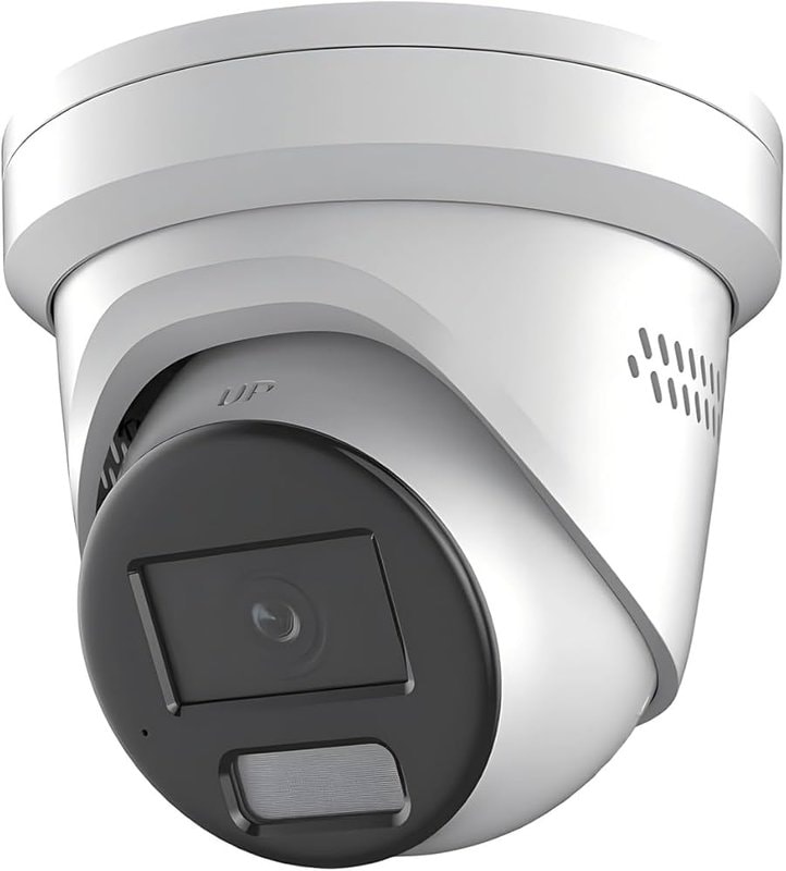 Hikvision DS-2CD2347G2-LSU/SL 4MP ColorVu turret camera with strobe light, 2.8mm lens, front view