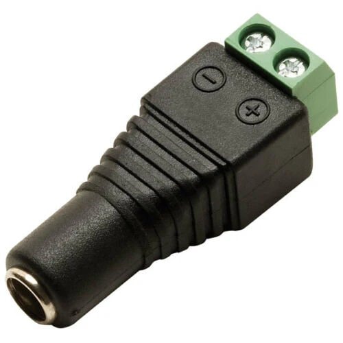 12V DC CCTV male and female power connector pair with 2.1mm plug and 5.5mm outer diameter socket