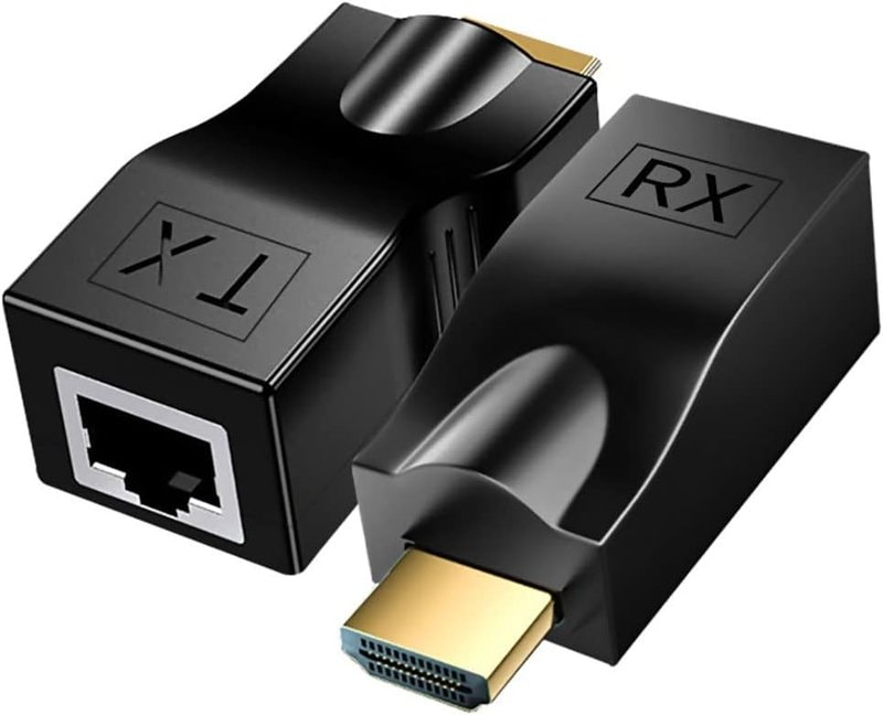 HDMI extender transmitter and receiver kit with RJ45 connectors for Cat5e/Cat6 Ethernet cable