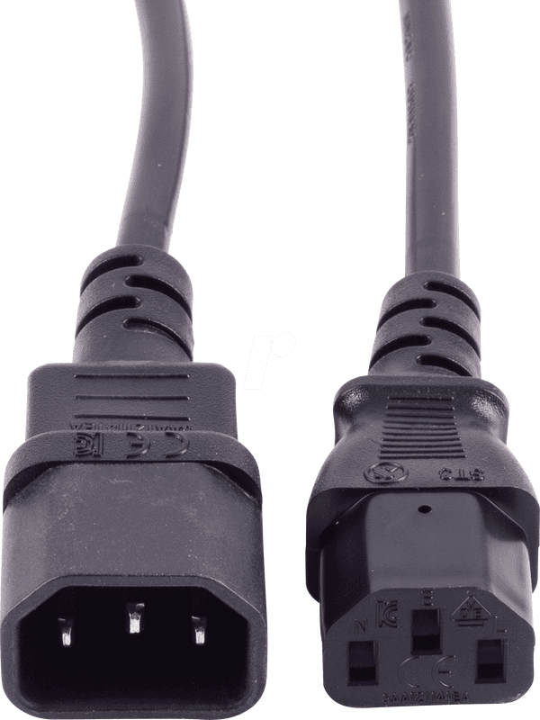 PRO IEC C13, Straight to IEC C14, Straight Power Cord, 2 m Black Polyvinyl Chloride - Image 1