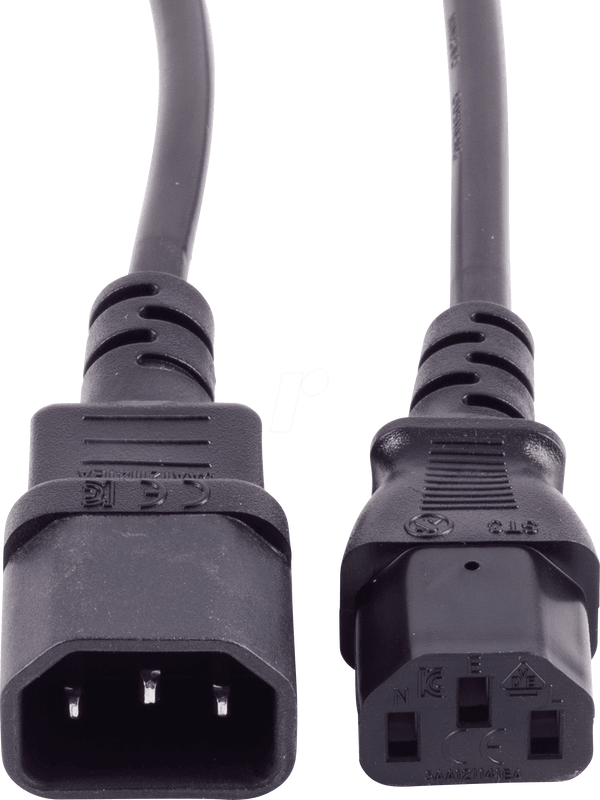 PRO IEC C13, Straight to IEC C14, Straight Power Cord, 2 m Black Polyvinyl Chloride