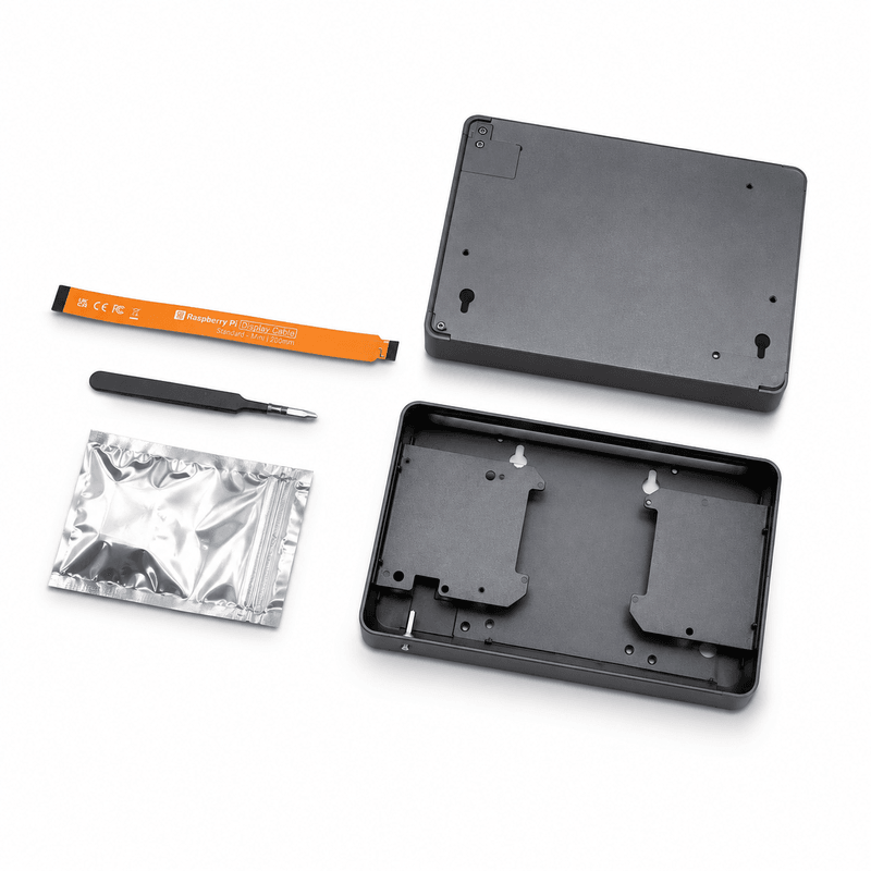 Aluminium Case Compatible with Raspberry Pi 5 and 7-Inch Raspberry Pi Touch Display