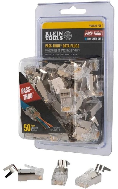 Klein Tools VDV826-705 Modular Data Plugs - 50-Pack for CAT6A & Large CAT6 Cables - Image 1
