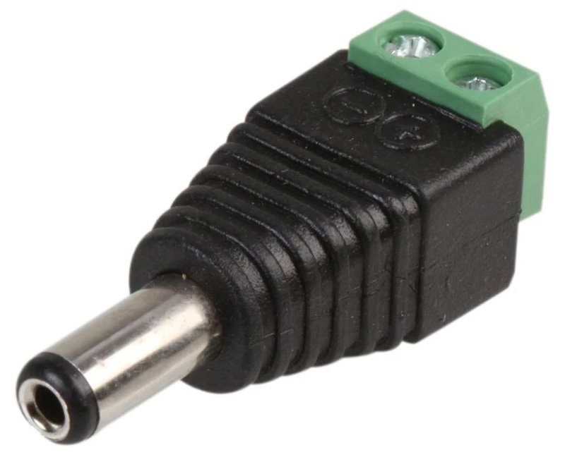 DC 2.1mm male power plug with green screw terminal connector