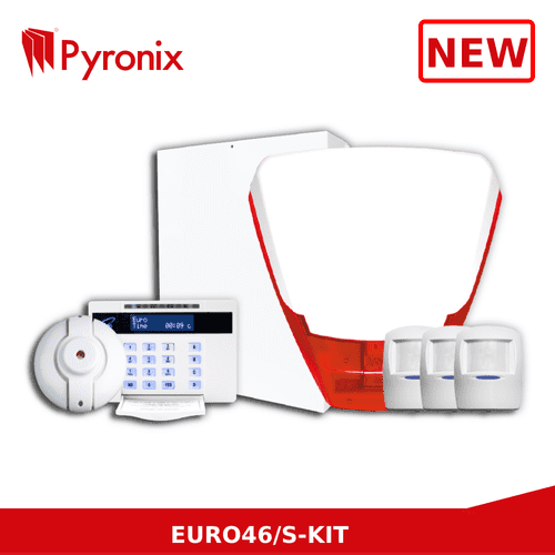 Pyronix EURO46/S-KIT hybrid alarm kit with control panel, keypad, external sounder and PIR detectors