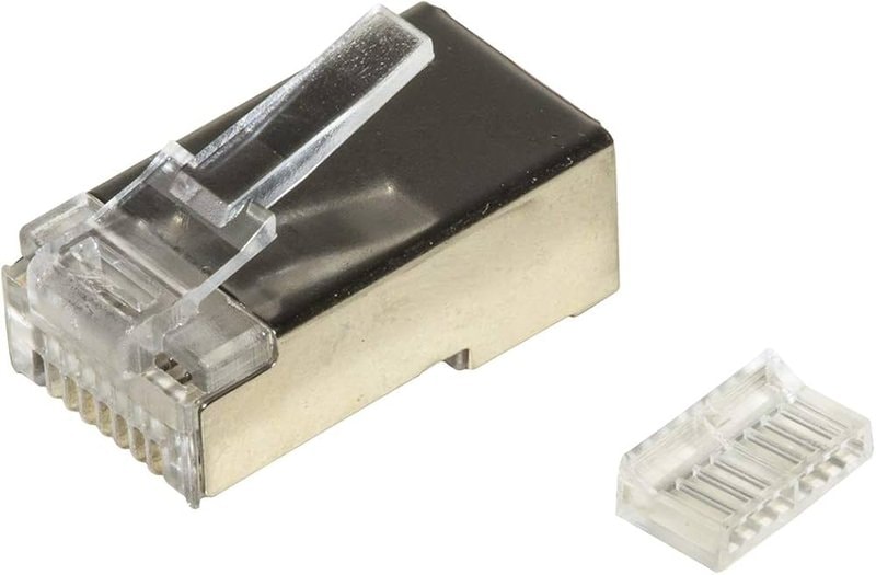 Shielded RJ45 Cat6 pass-through connector 8P8C modular plug