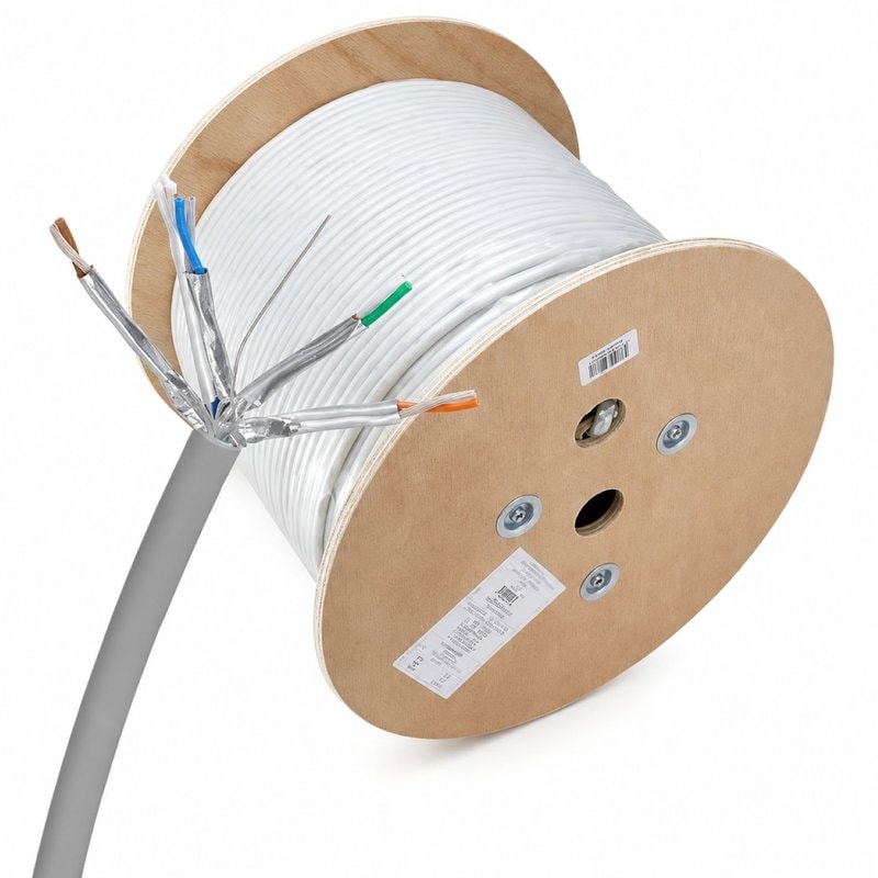 Cat6A Network Cable 305m Grey Solid Core Ethernet LAN Cable