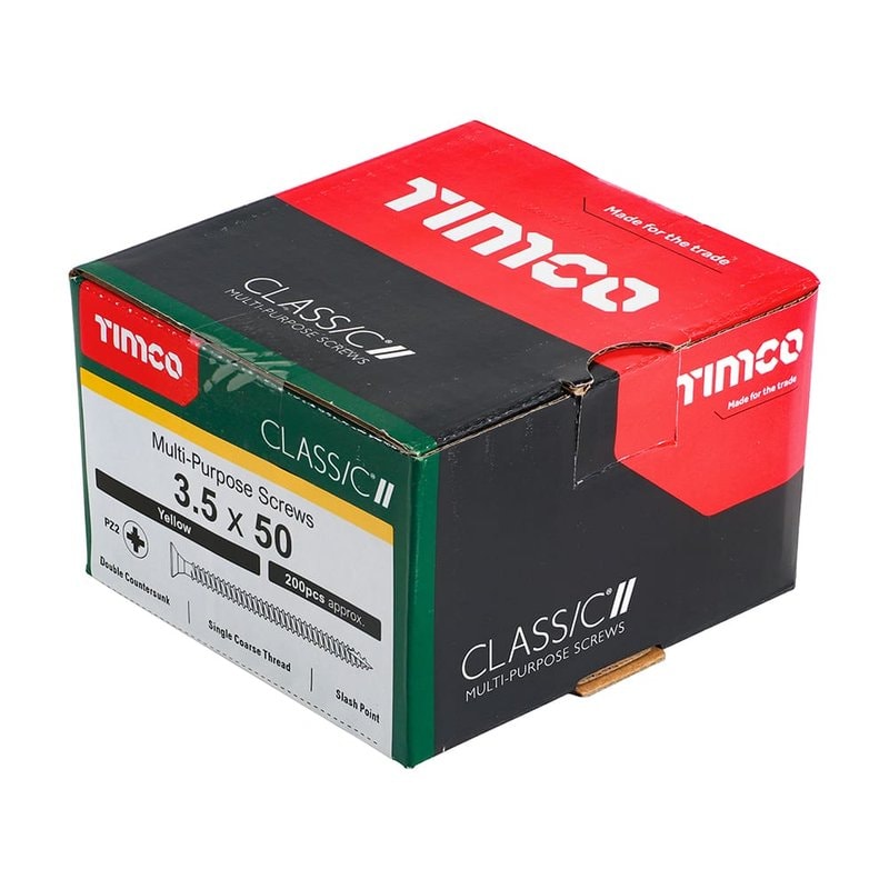 TIMCO Classic Wood Screws 3.5 x 50mm Countersunk Pozi Zinc Pack - Image 1