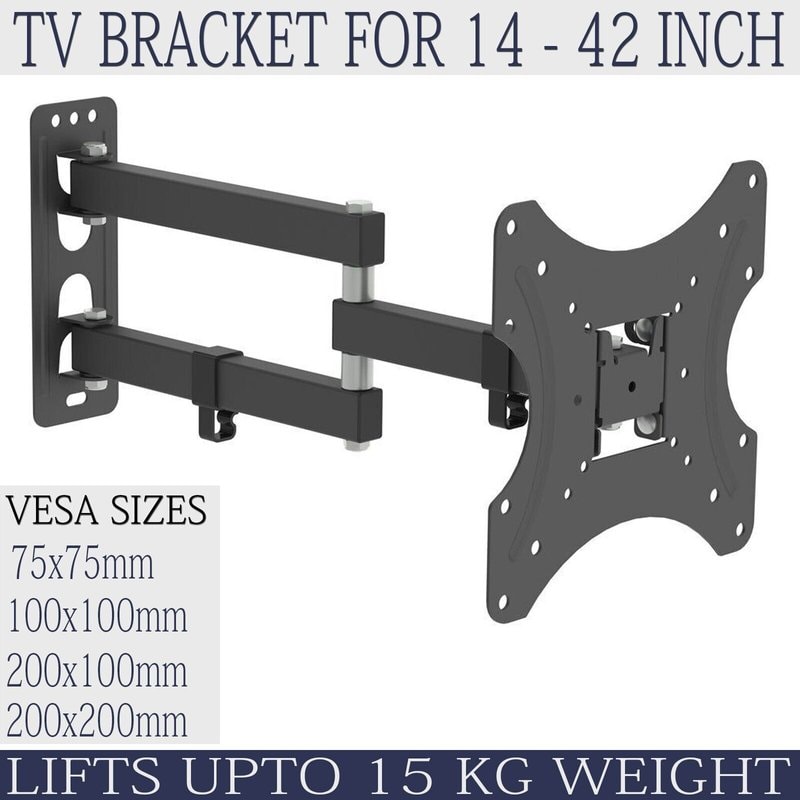 Full Motion TV Wall Mount 14-42 Inch Swivel Tilt VESA 200x200