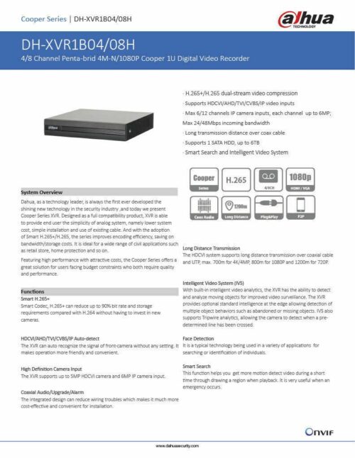 Dahua - EZ-IP 8 Channel 5MP Digital Video Recorder (DVR)