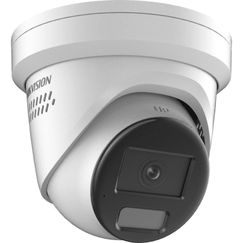 Hikvision - 4MP ColorVu Strobe Light & Audible Warning Fixed Turret Network Camera (White)