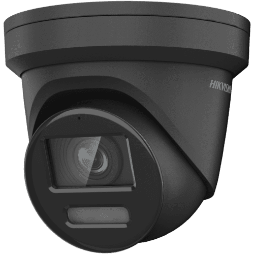 Hikvision - 4MP ColorVu Strobe Light & Audible Warning Fixed Turret Network Camera (Black)